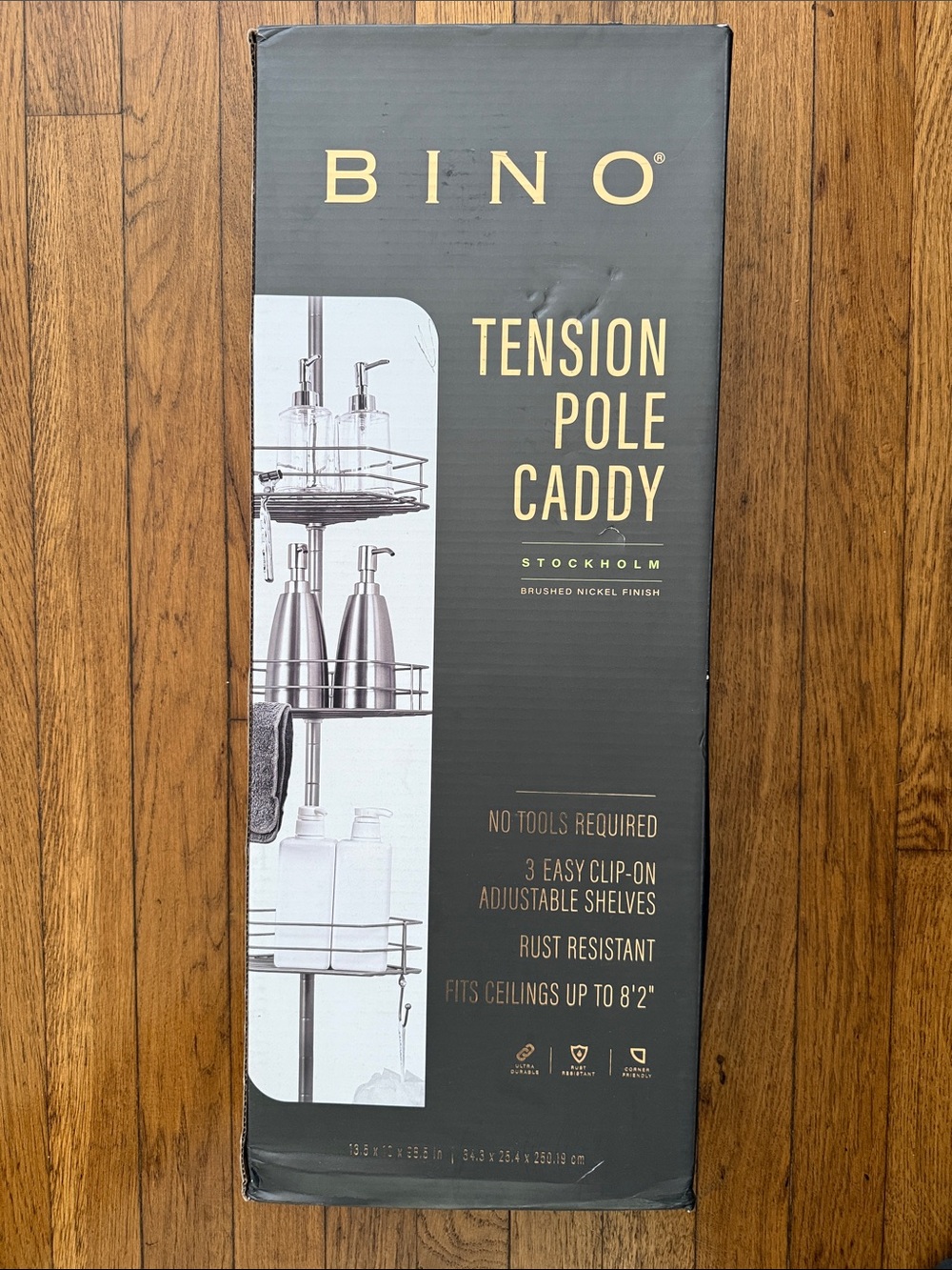 BINO Tension Pole Caddy in Brushed Nickel